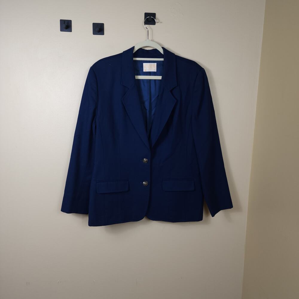 Pendleton Vintage Wool Two Button Blazer in Navy Size 14